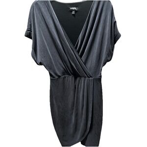 Express Faux Wrap Dress Lined Modal And Polyester Size XS Charcoal Gray